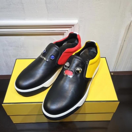 Fendi Slip-on Leather Black Yellow Red Men