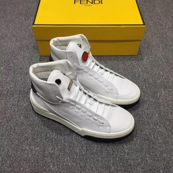 Fendi Sneakers High Top White Upper Black Sole Men