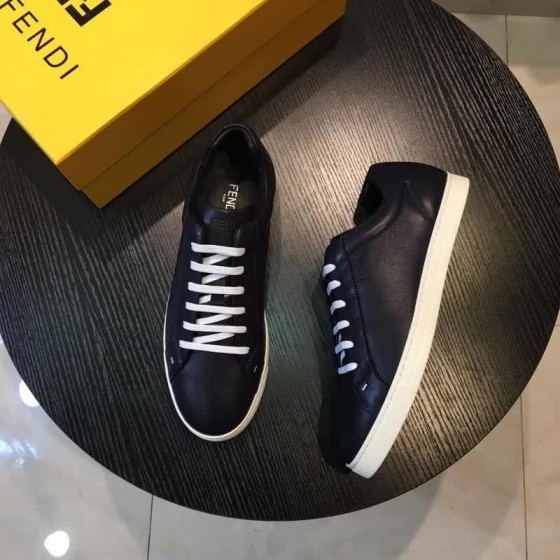 Fendi Sneakers Leather Black Upper White Shoelaces And Sole Men