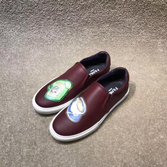 Fendi Slip-on Painting Leather Brown Upper White Sole Men