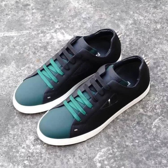 Fendi Sneakers Black And Green Upper White Sole Men