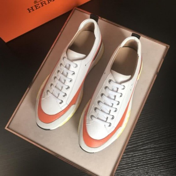 Hermes Fashion Comfortable Shoes Cowhide White And Red Men