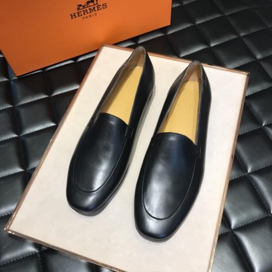 Hermes Fashion Comfortable Shoes Cowhide Black Men