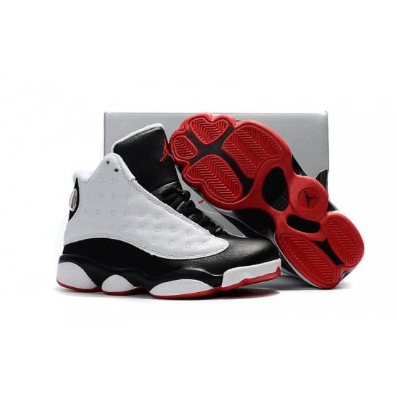 Air Jordan 13 Kids White And Black Upper Red Sole