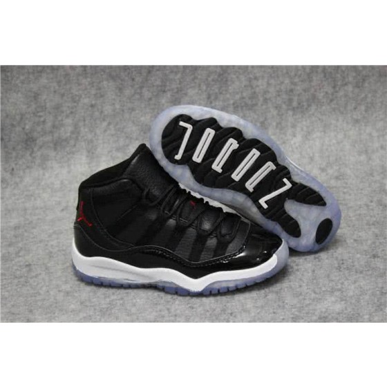 Air Jordan 11 Kids Black Upper White Sole Red Logo