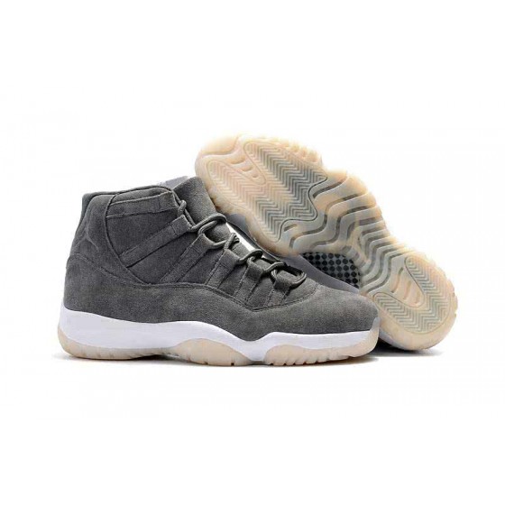 Air Jordan 11 Grey Upper And White Sole Suede Men