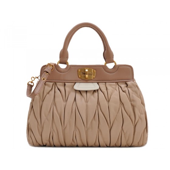 Miu Miu Matelasse Double Handle Satchel Beige