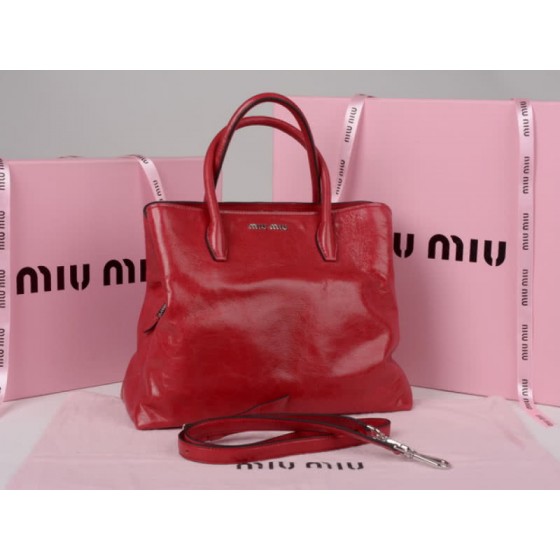 Miu Miu Glazed Leather Tote Red