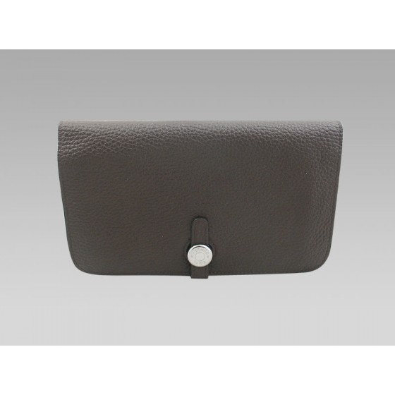Hermes Dogon Togo Leather Wallet Purse Chocolate