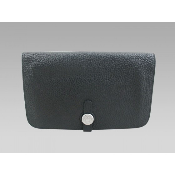 Hermes Dogon Togo Leather Wallet Purse Black