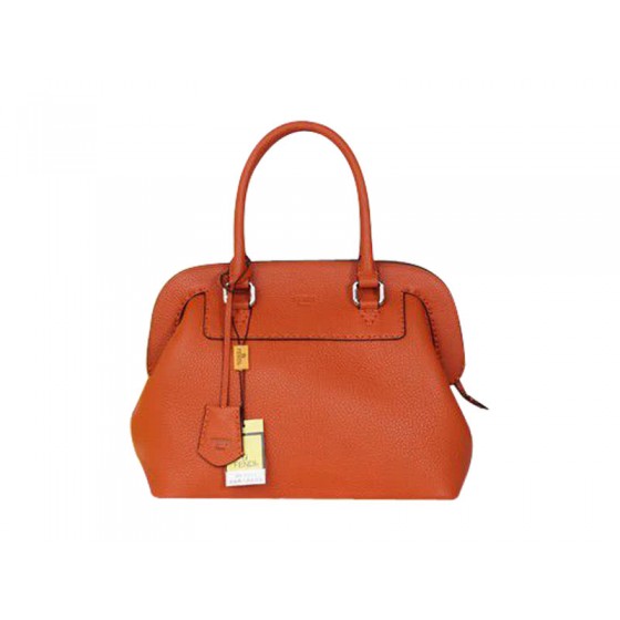 Fendi Original Leather Medium Selleria Adele Satchel Orange
