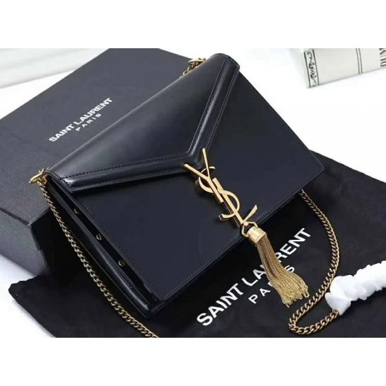 Saint Laurent Cassandra Monogram Clasp Bag Calfskin Black