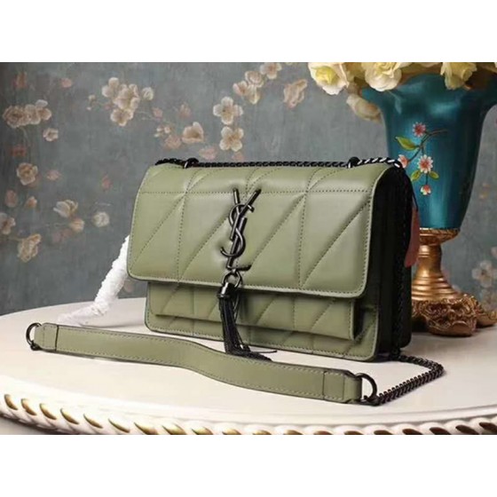 Saint Laurent Jamie Medium Carre Rive In Clafskin Green