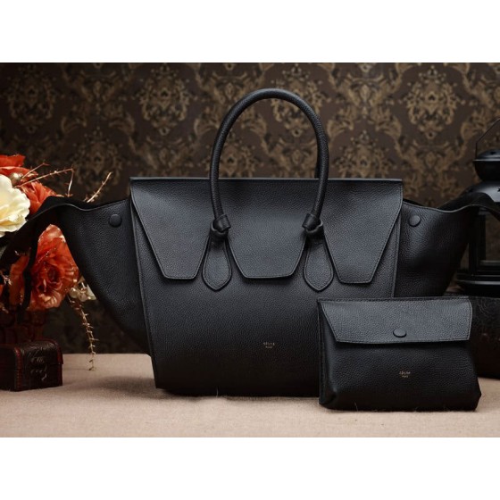 Celine Tie Nano Top Handle Bag Leather Black
