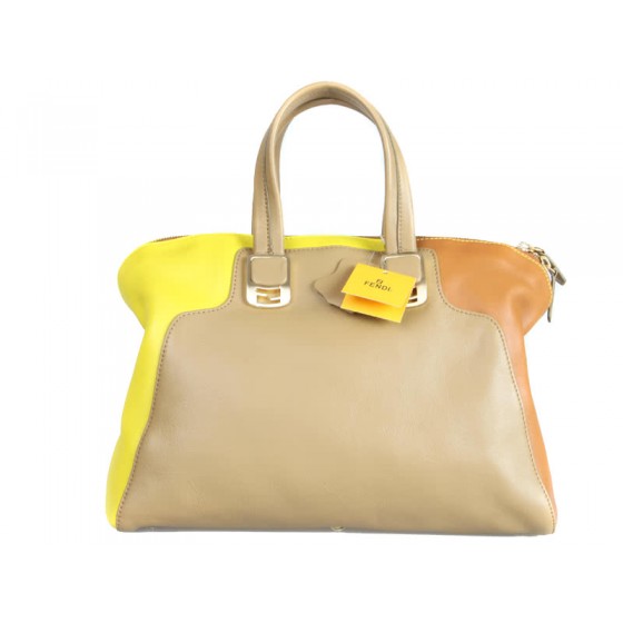 Spring Summer 2012 Fendi Tricolor Chameleon Convertible Tote Beige Yellow Orange