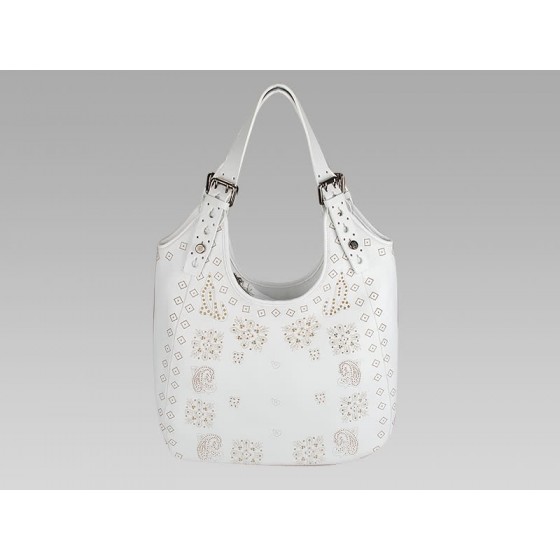 Givenchy New Sacca Medium Perfo White Leather With Bandana Motif