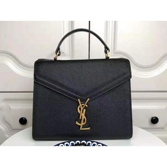 Saint Laurent Cassandra Top Handle Medium Bag In Grain Leather Black