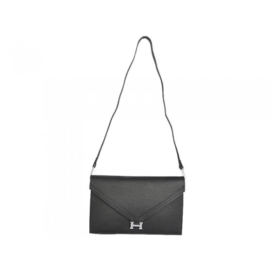 Hermes Pilot Envelope Clutch Black With Silver Hardware