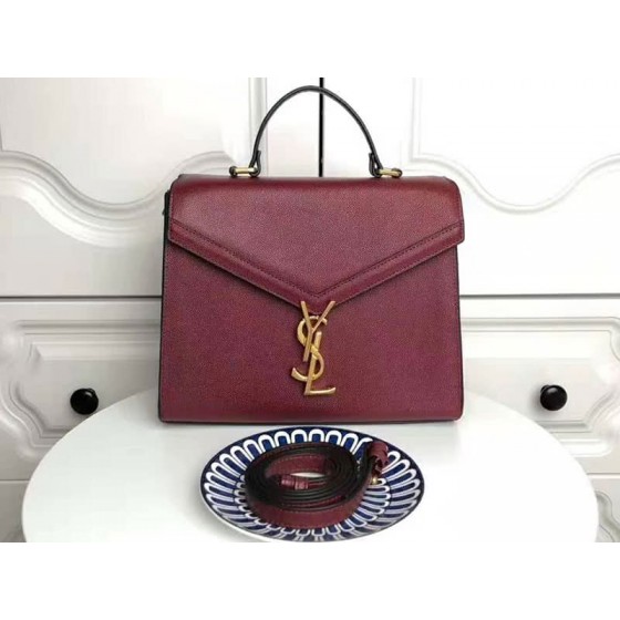 Saint Laurent Cassandra Top Handle Medium Bag In Grain Leather Burgundy