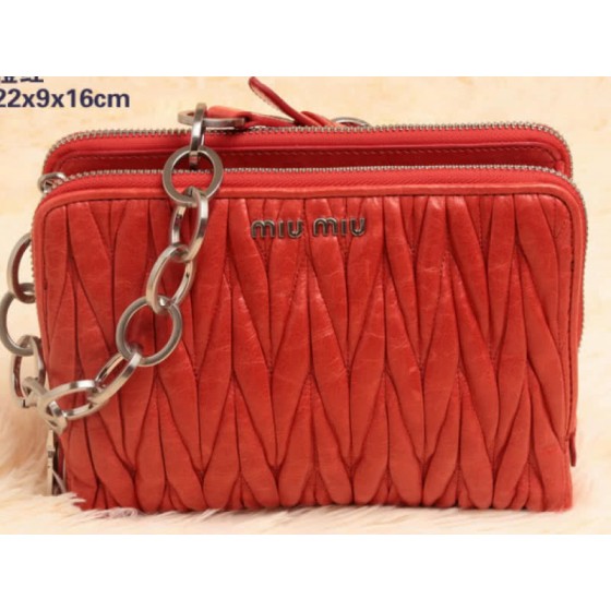 Miu Miu Glazed Matelasse Leather Mini Shoulder Bag Orange