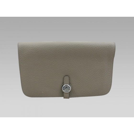 Hermes Dogon Togo Leather Wallet Purse Grey