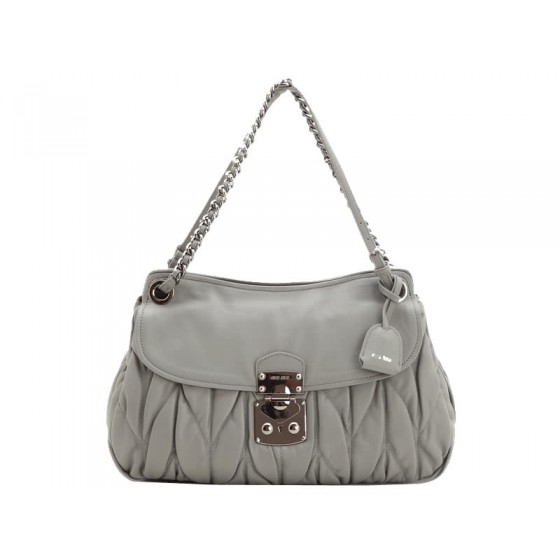 Miu Miu Matelasse Shoulder Bag Grey