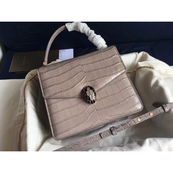 Bvlgari Flap Cover Serpenti Forever 20cm Croco Grey