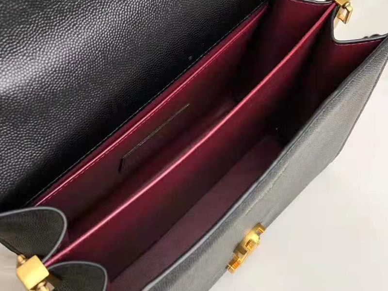 Saint Laurent Cassandra Top Handle Medium Bag In Grain Leather Black 8
