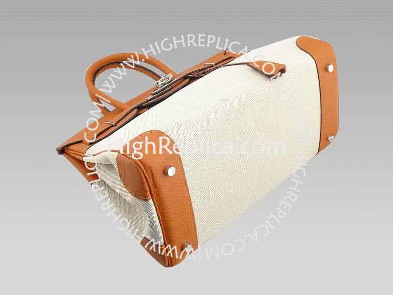 Hermes Birkin 35 Cm Toile And Togo Leather Orange 5