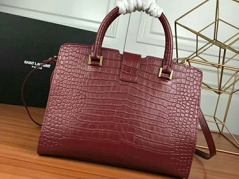 Saint Laurent Cabas Ysl Small In Smooth Leather Burgundy 3