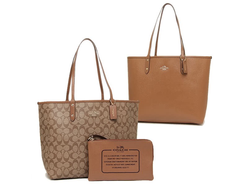 Coach Reversible Signature City Tote Khakhi Brown 6