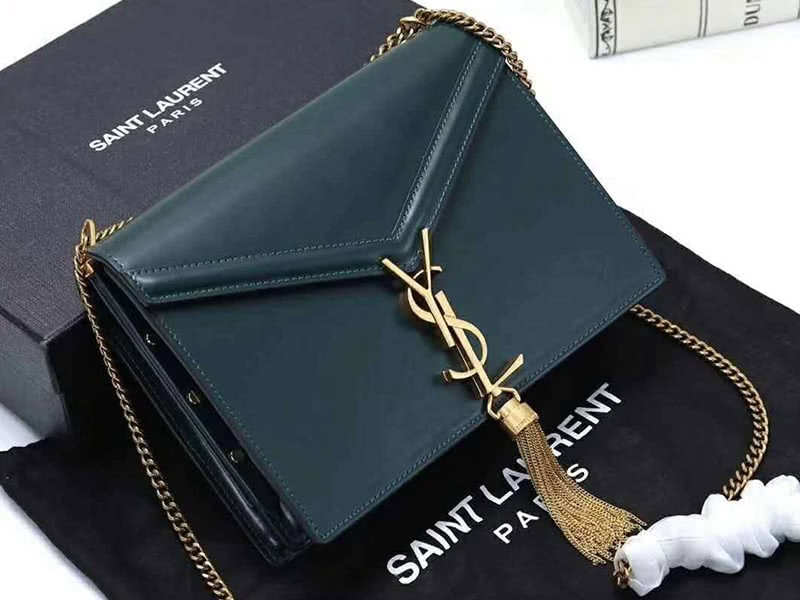Saint Laurent Cassandra Monogram Clasp Bag Calfskin Green 2