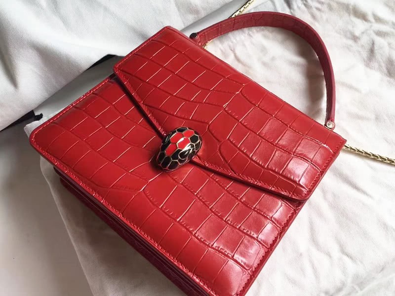 Bvlgari Flap Cover Serpenti Forever 20cm Croco Red 3