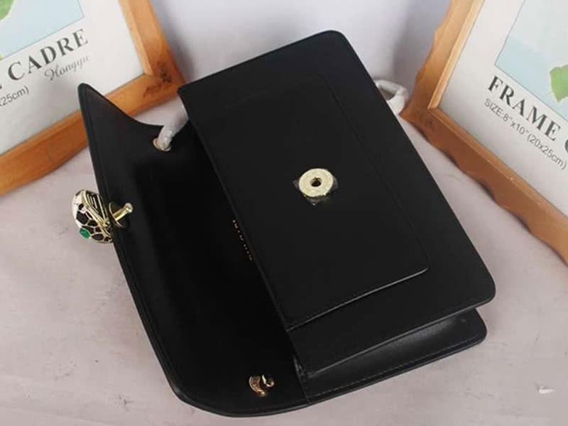 Bvlgari Flap Cover Serpenti Forever 22cm Calfskin Black 9