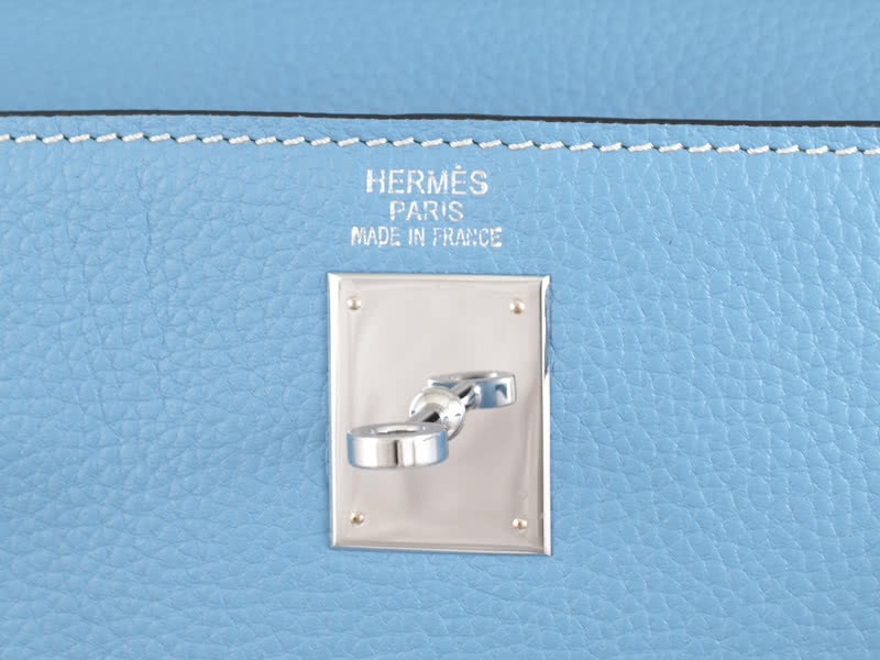 Hermes Kelly 32cm Togo Leather Clemence Blue Jean 9