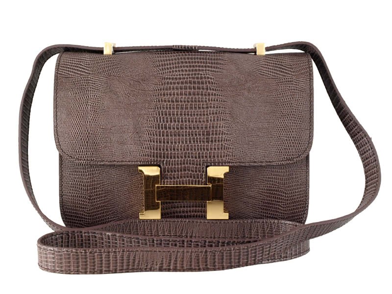 Hermes Constance 23 Single Shoulder Bag Lizard Leather Choco 1