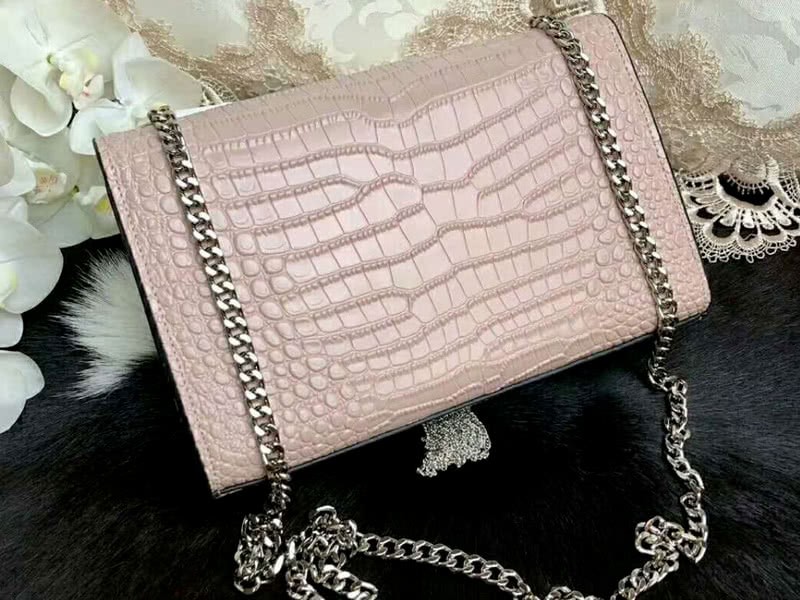 Saint Laurent Kate Medium With Tassel Crocodile Shiny Leather Light Pink 5
