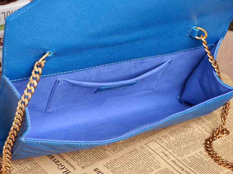 Ysl  Medium Monogramme Satchel  Blue Grain  Poudre Textured Matelasse Leather 10