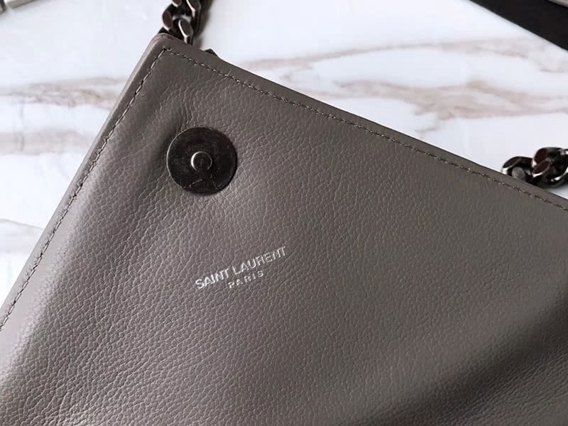 Saint Laurent Coll Ge Medium In Matelass Leather Grey 7