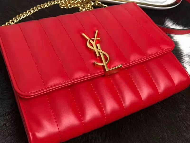 Saint Laurent Vicky Medium In Matelass Lambskin Red 1