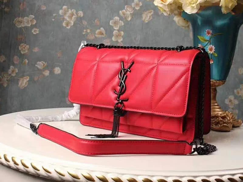 Saint Laurent Jamie Medium Carre Rive In Clafskin Red 1