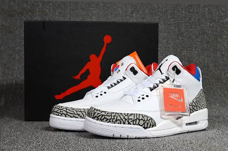 Air Jordan 3 Shoes White Grey And Red Men 4