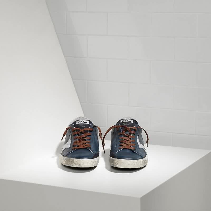 Golden Goose Sneakers Super Star IN Pelle E Stella IN Pelle blue leather brown 3
