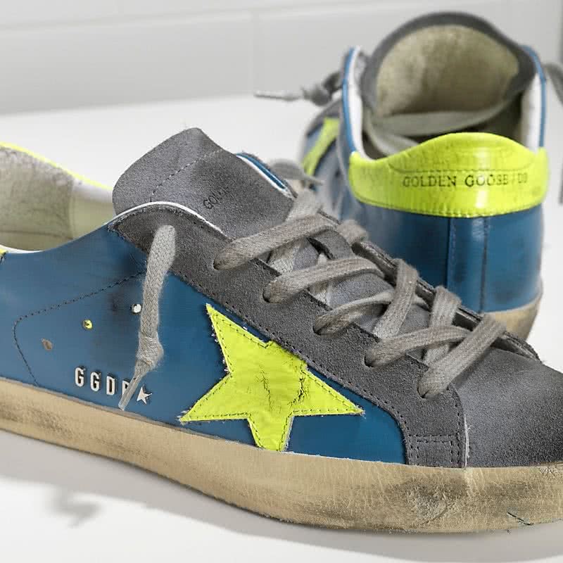 Golden Goose Sneakers Super Star in Pelle e Stella in Pelle Fluo Sky Yellow Fluo Star 4