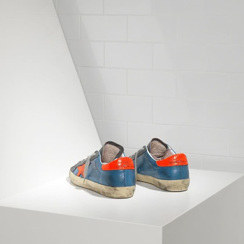 Golden Goose Sneakers Super Star in Pelle e Stella in Pelle Fluo Sky Red Fluo Star 3
