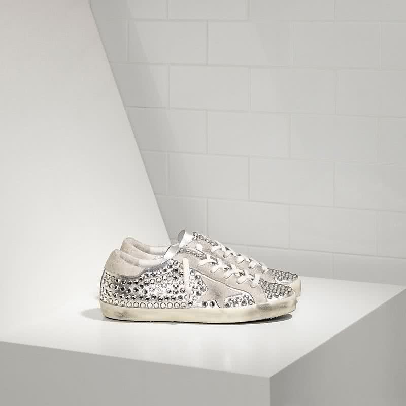 Golden Goose Sneakers Super Star IN Pelle E Stella IN Camoscio silver Metal studs 1