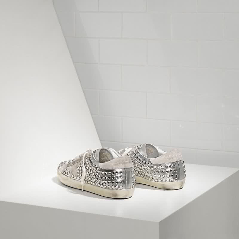Golden Goose Sneakers Super Star IN Pelle E Stella IN Camoscio silver Metal studs 3