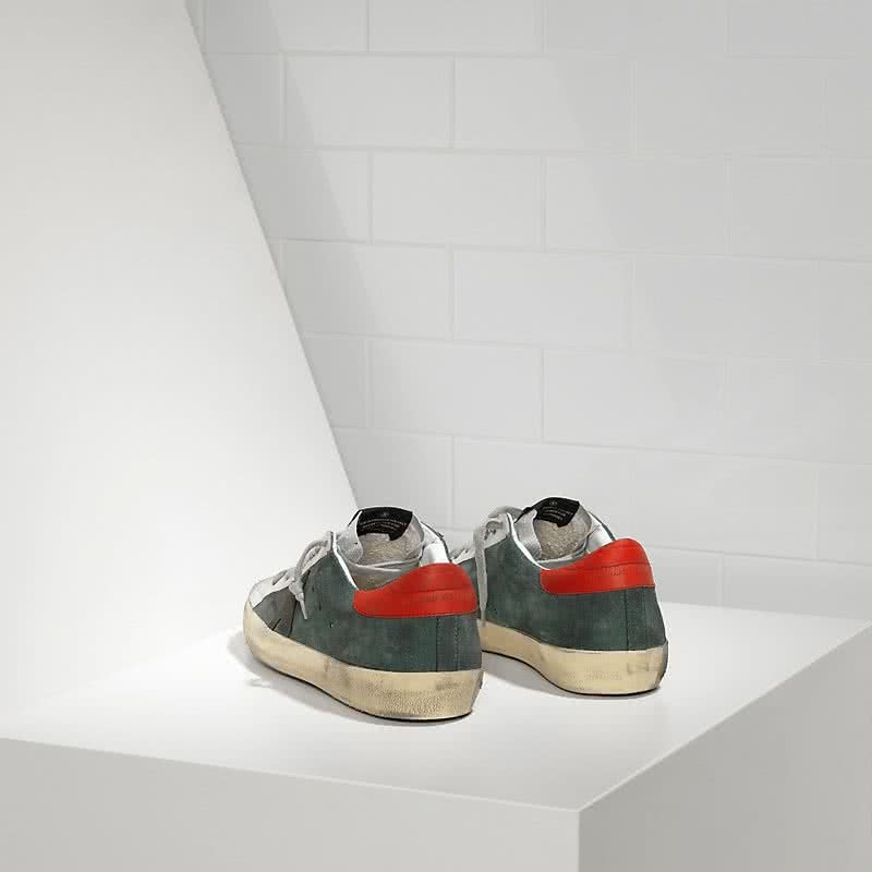 Golden Goose Sneakers Super Star in Camoscio e stella in Camoscio Green Suede Red Silver 2