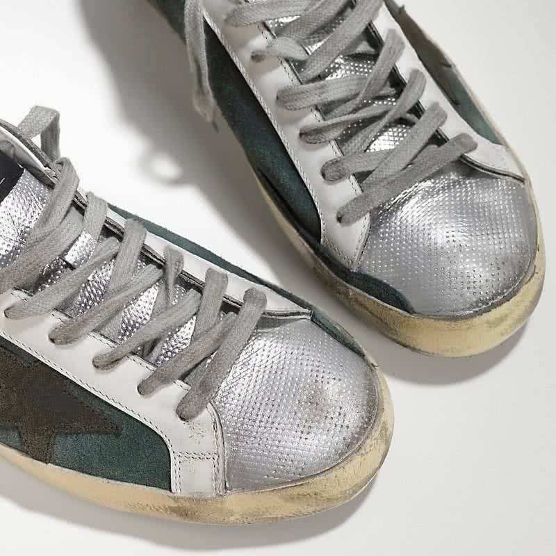 Golden Goose Sneakers Super Star in Camoscio e stella in Camoscio Green Suede Red Silver 4