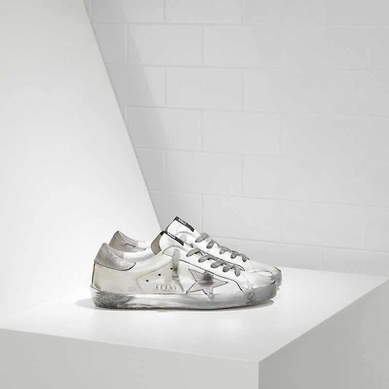 Golden Goose Sneakers Super Star in Pelle e Stella in Camoscio white silver 1